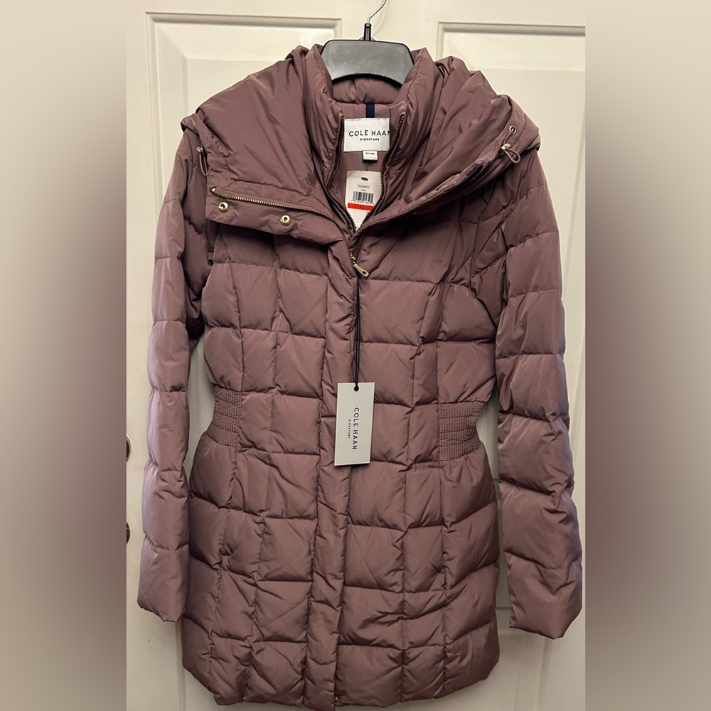 Cole Haan Mauve Quilted Puffer Coat